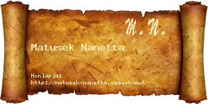 Matusek Nanetta névjegykártya